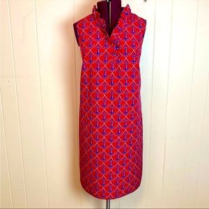 Talbots Ruffle Anchor Nautical Shift Dress